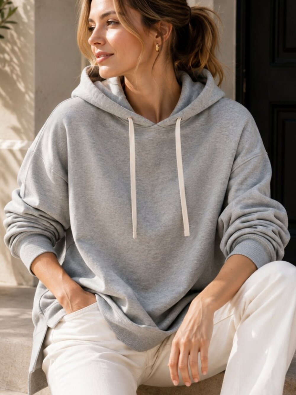 J. Crew Oversized Boyfriend Hoodie Pullover Gray Fleece Relaxed Fit S